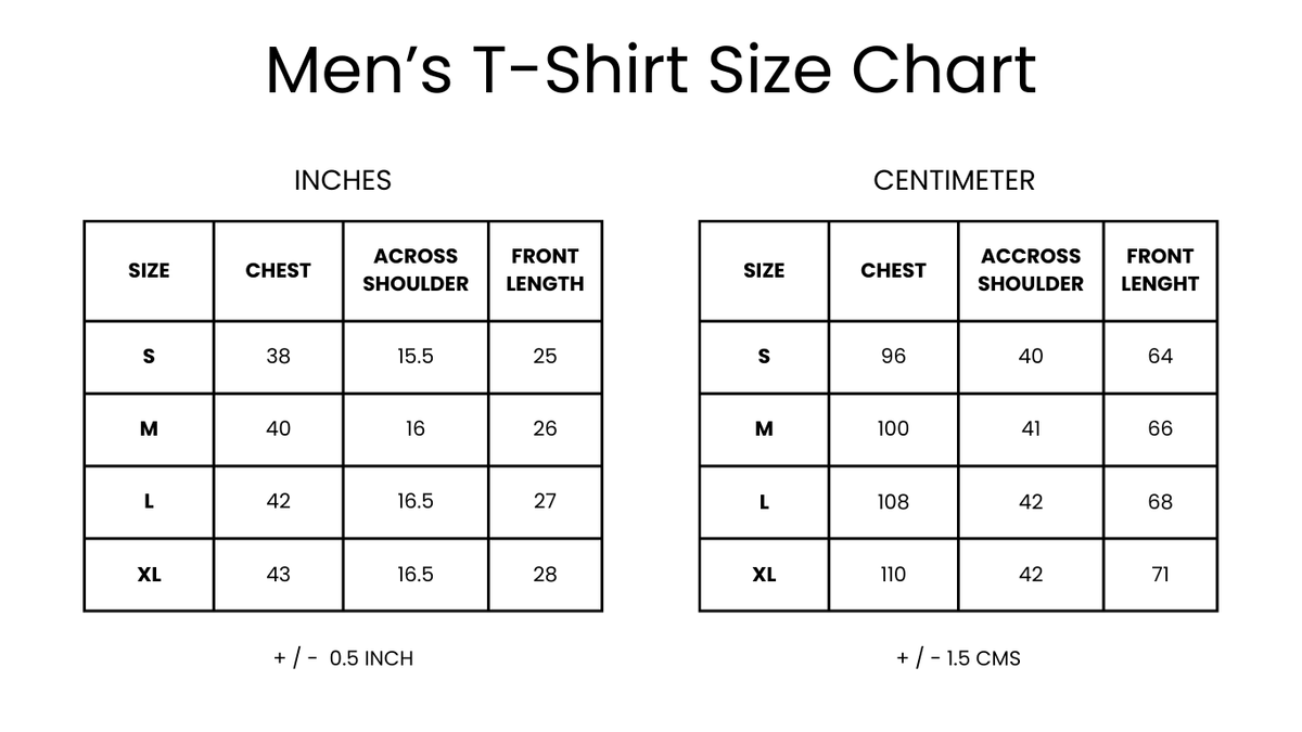 The Breeze Tee Size Chart